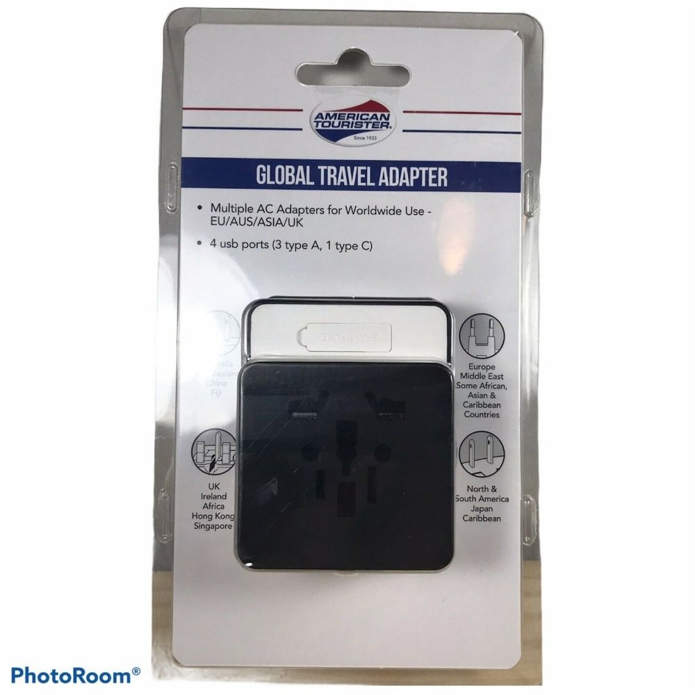 American Tourister Global Travel Adapter Worldwide Use (EU/ASIA/UK/AUS)